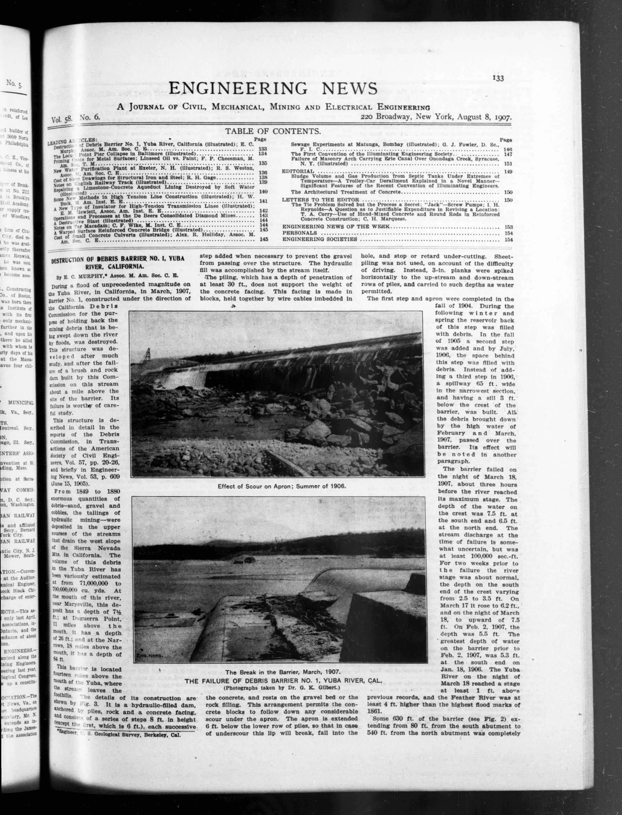 A page from Engineering News, August 8, 1907