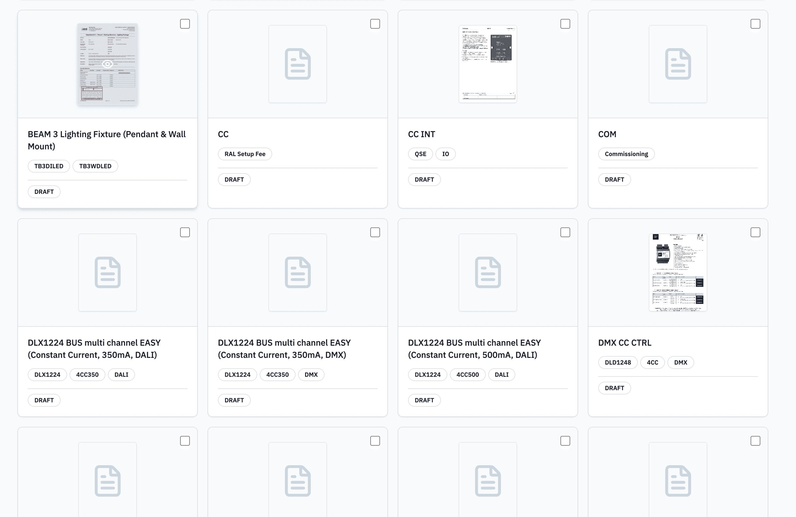 Product Library interface screenshot