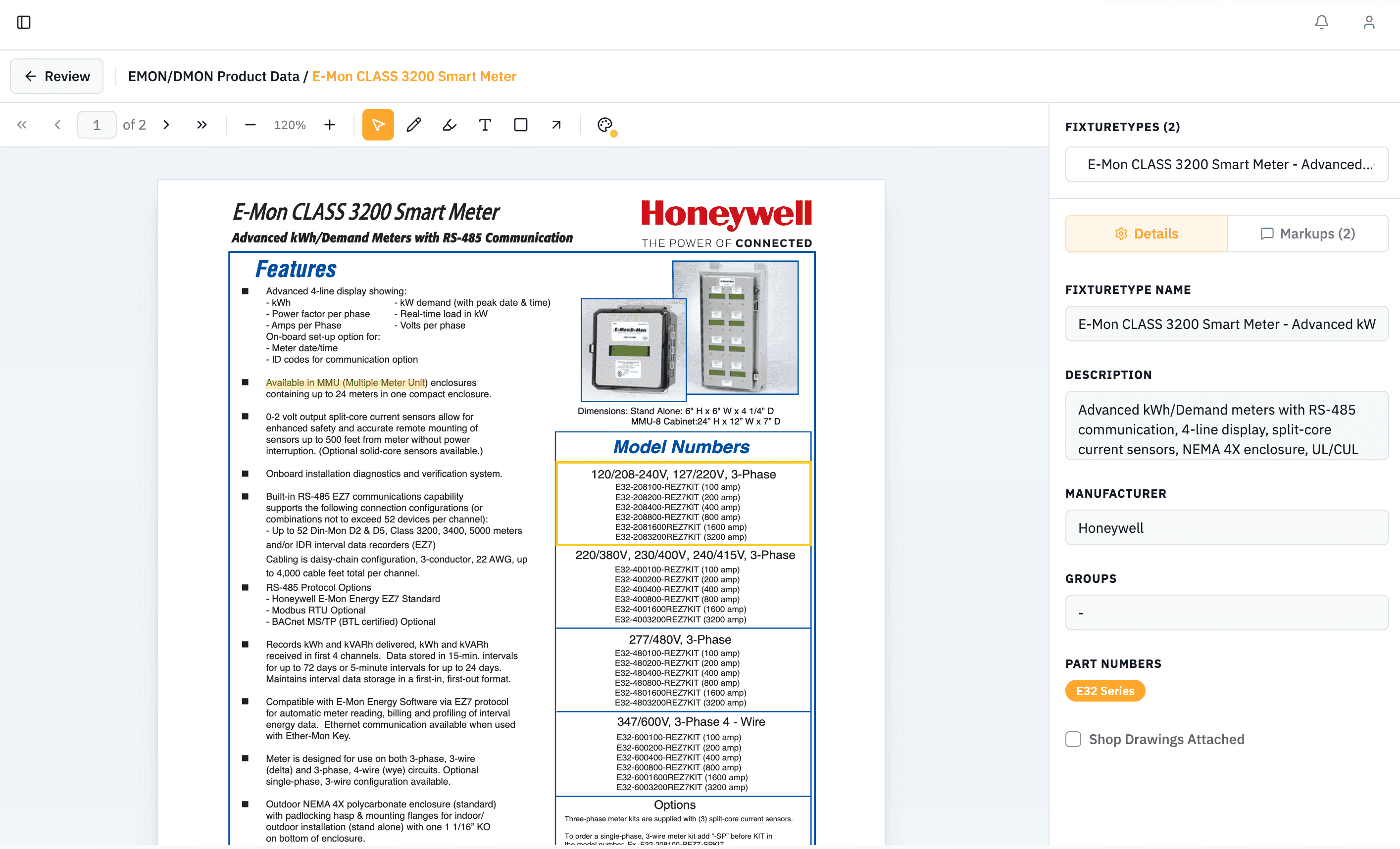 Submittals generation interface screenshot